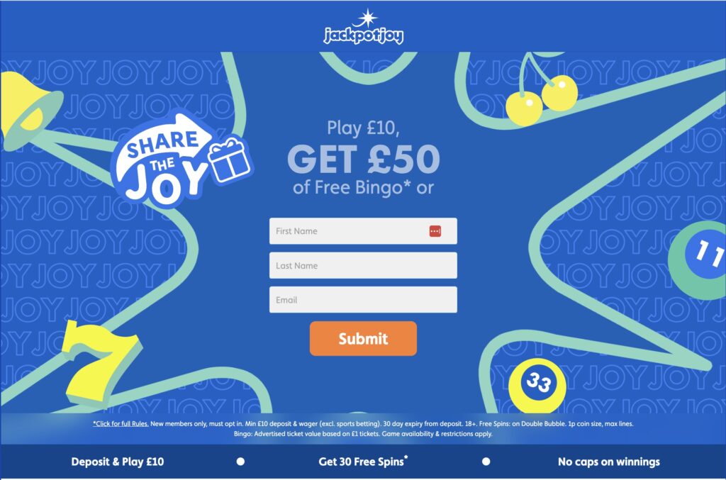 £50 Free Bingo Jackpot Joy