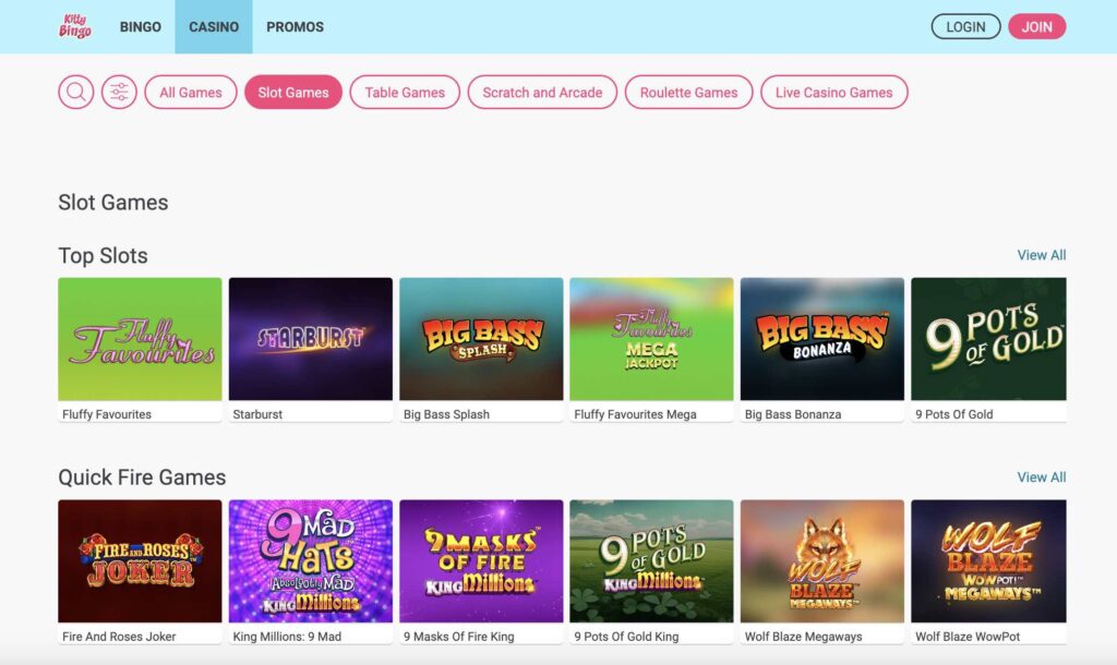 Kitty Bingo Homepage